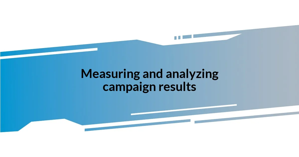 Measuring and analyzing campaign results